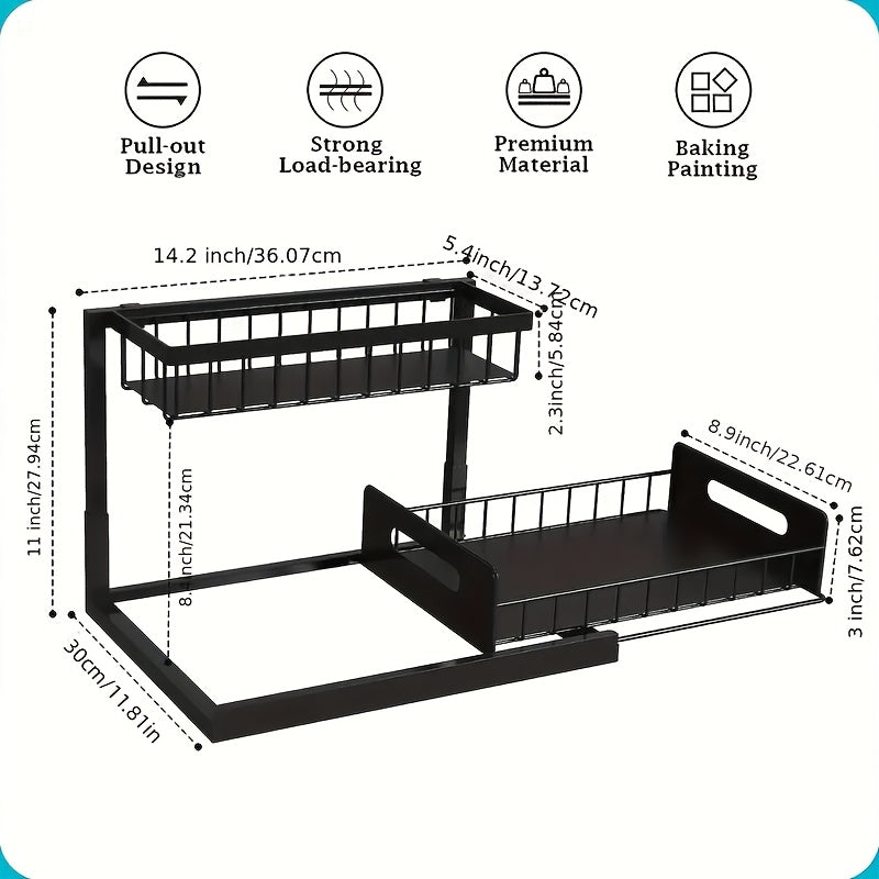 2-Tier Under Sink Pull-Out Organizer for Kitchen & Bathroom
