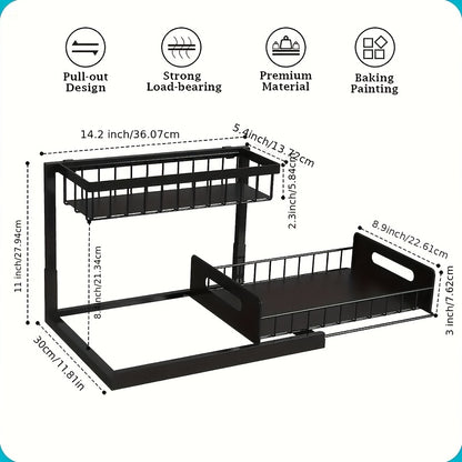 2-Tier Under Sink Pull-Out Organizer for Kitchen & Bathroom