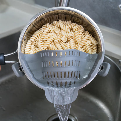 1pc Clip-On Pot Strainer – Hands-Free Silicone Colander for Pasta, Vegetables & More