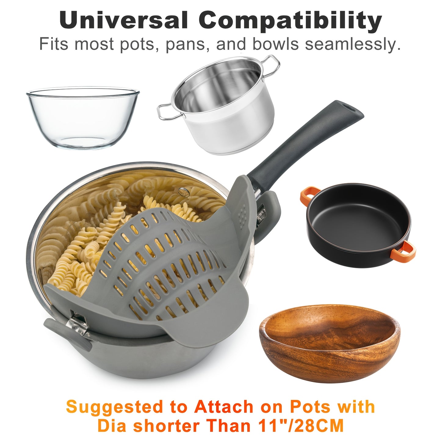 1pc Clip-On Pot Strainer – Hands-Free Silicone Colander for Pasta, Vegetables & More