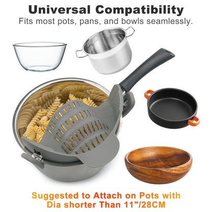 1pc Clip-On Pot Strainer – Hands-Free Silicone Colander for Pasta, Vegetables & More
