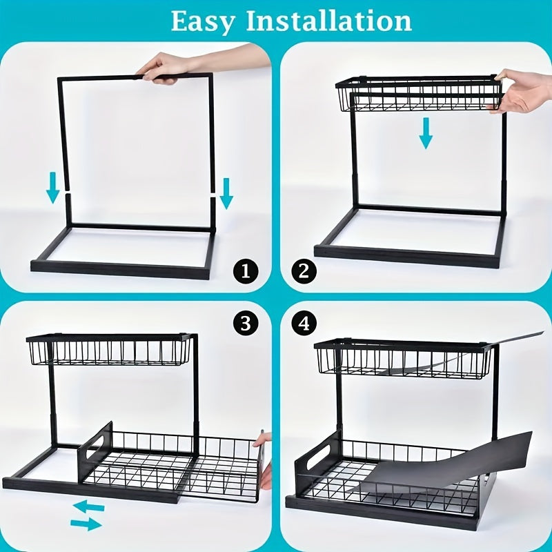 2-Tier Under Sink Pull-Out Organizer for Kitchen & Bathroom