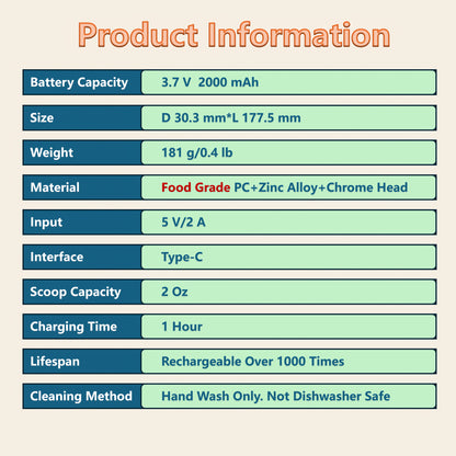 Rechargeable Electric Heated Ice Cream Scoop with LED Display for Hard Ice Cream