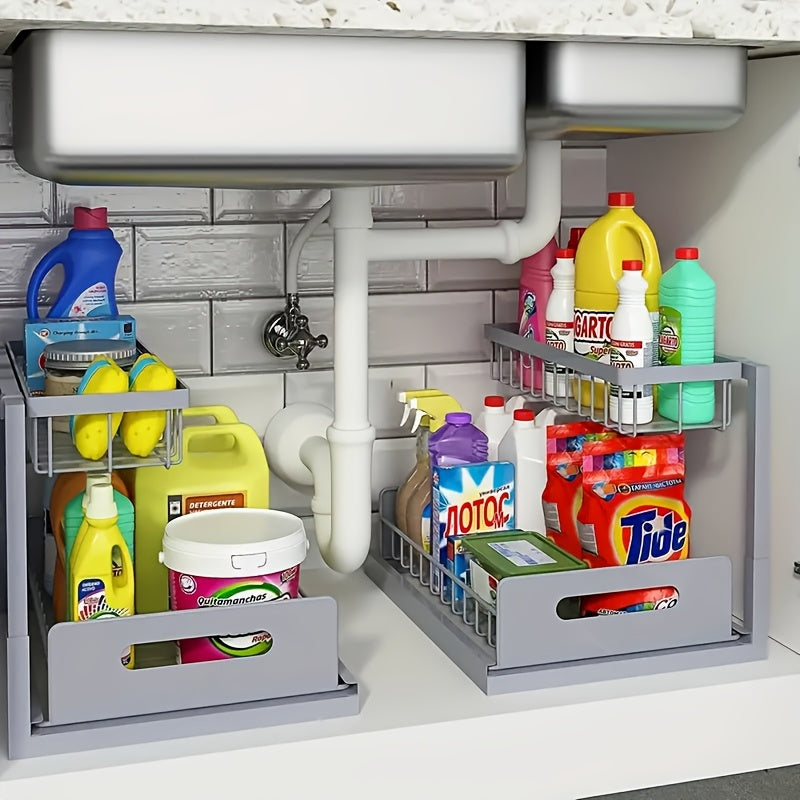 2-Tier Under Sink Pull-Out Organizer for Kitchen & Bathroom