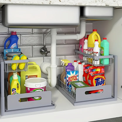 2-Tier Under Sink Pull-Out Organizer for Kitchen & Bathroom