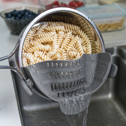 1pc Clip-On Pot Strainer – Hands-Free Silicone Colander for Pasta, Vegetables & More