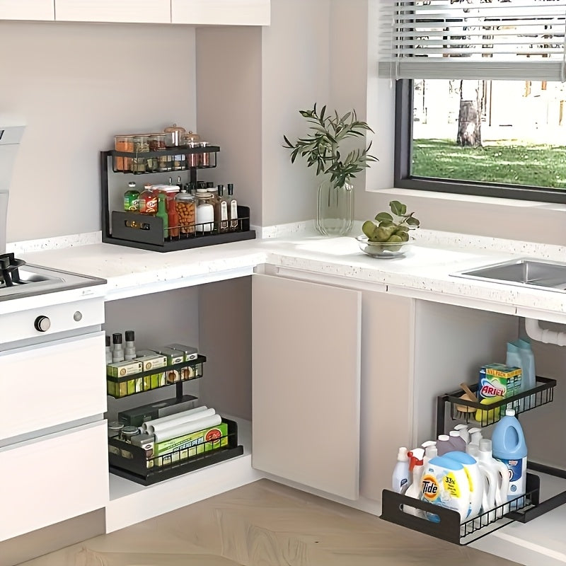 2-Tier Under Sink Pull-Out Organizer for Kitchen & Bathroom