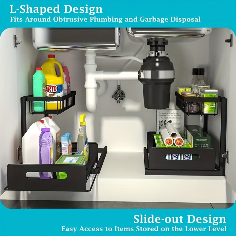2-Tier Under Sink Pull-Out Organizer for Kitchen & Bathroom