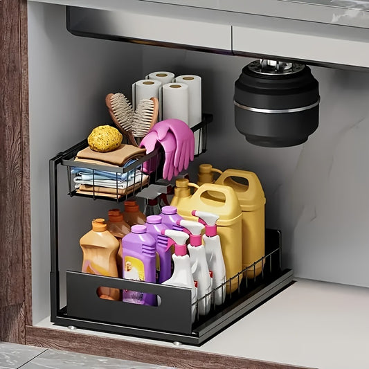 2-Tier Under Sink Pull-Out Organizer for Kitchen & Bathroom