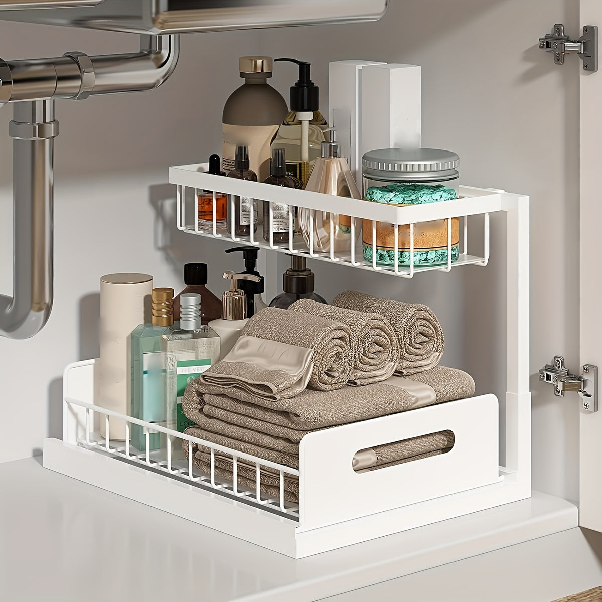 2-Tier Under Sink Pull-Out Organizer for Kitchen & Bathroom