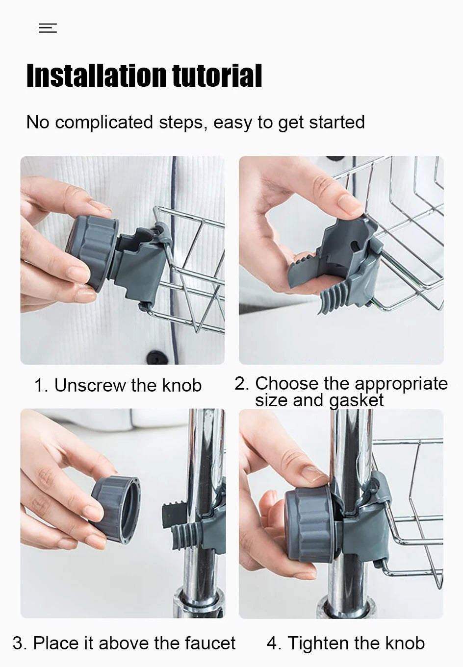 2pcs Adjustable Kitchen Faucet Storage Rack – Rotating Sink Caddy for Sponges, Soap & Brushes