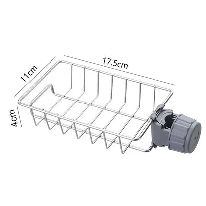 2pcs Adjustable Kitchen Faucet Storage Rack – Rotating Sink Caddy for Sponges, Soap & Brushes