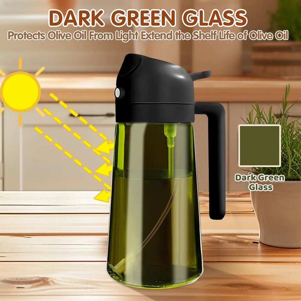 2-in-1 Olive Oil Sprayer & Dispenser Bottle for Cooking and Meal Prep