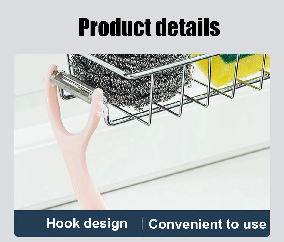 2pcs Adjustable Kitchen Faucet Storage Rack – Rotating Sink Caddy for Sponges, Soap & Brushes