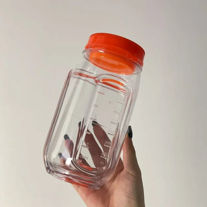 Leakproof Side-Open Salad Jar with Built-In Dressing Container