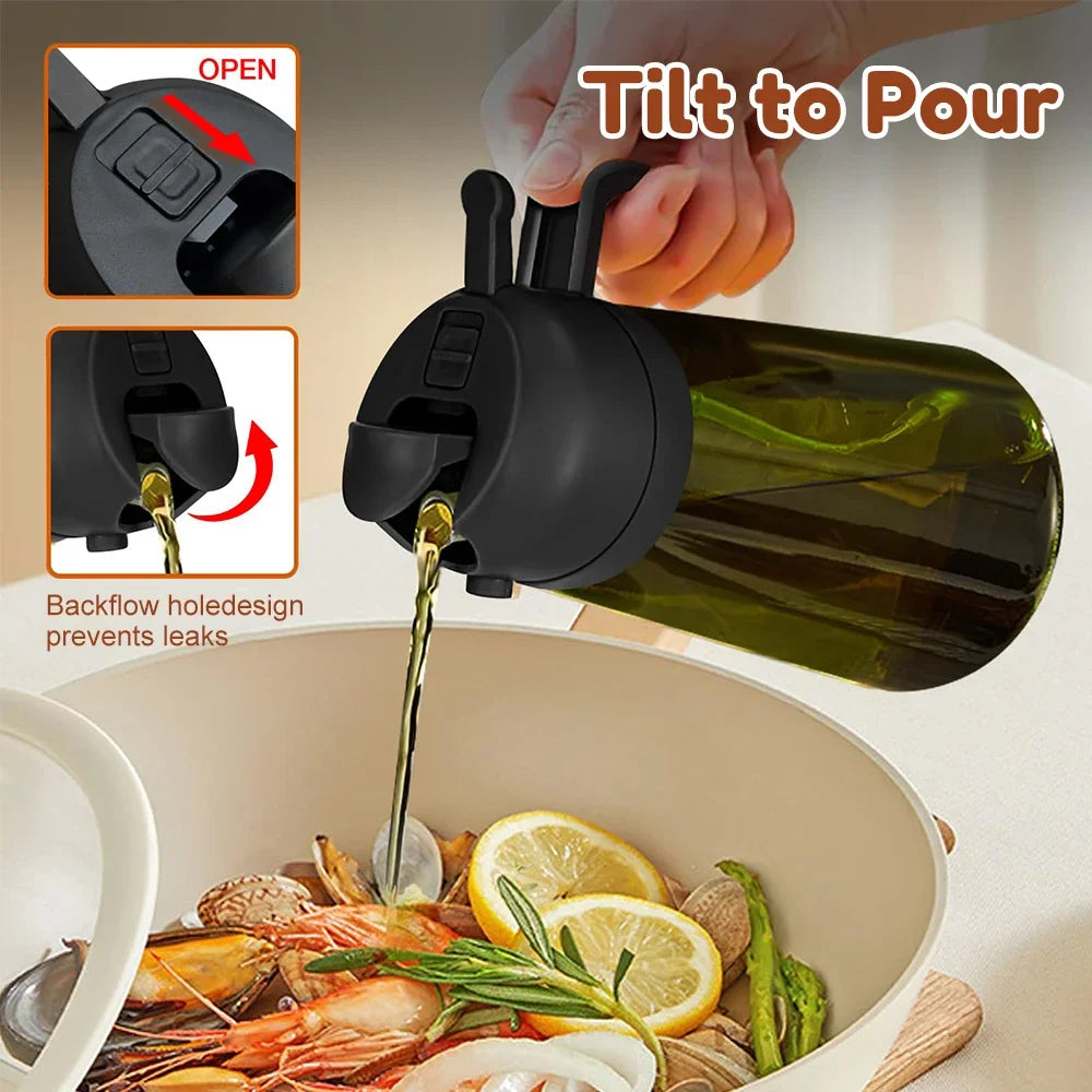 2-in-1 Olive Oil Sprayer & Dispenser Bottle for Cooking and Meal Prep