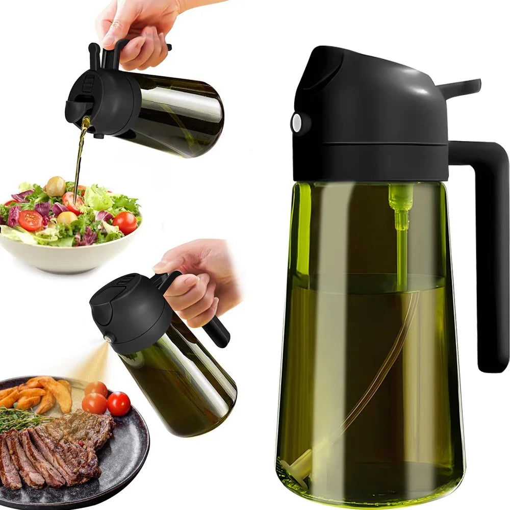 2-in-1 Olive Oil Sprayer & Dispenser Bottle for Cooking and Meal Prep
