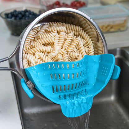 1pc Clip-On Pot Strainer – Hands-Free Silicone Colander for Pasta, Vegetables & More
