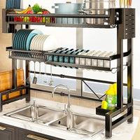 Expandable Over-Sink Dish Drying Rack with Drainage – Stainless Steel Space-Saving Kitchen Organizer