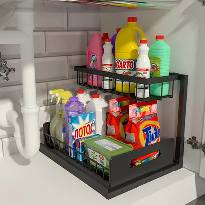 2-Tier Under Sink Pull-Out Organizer for Kitchen & Bathroom