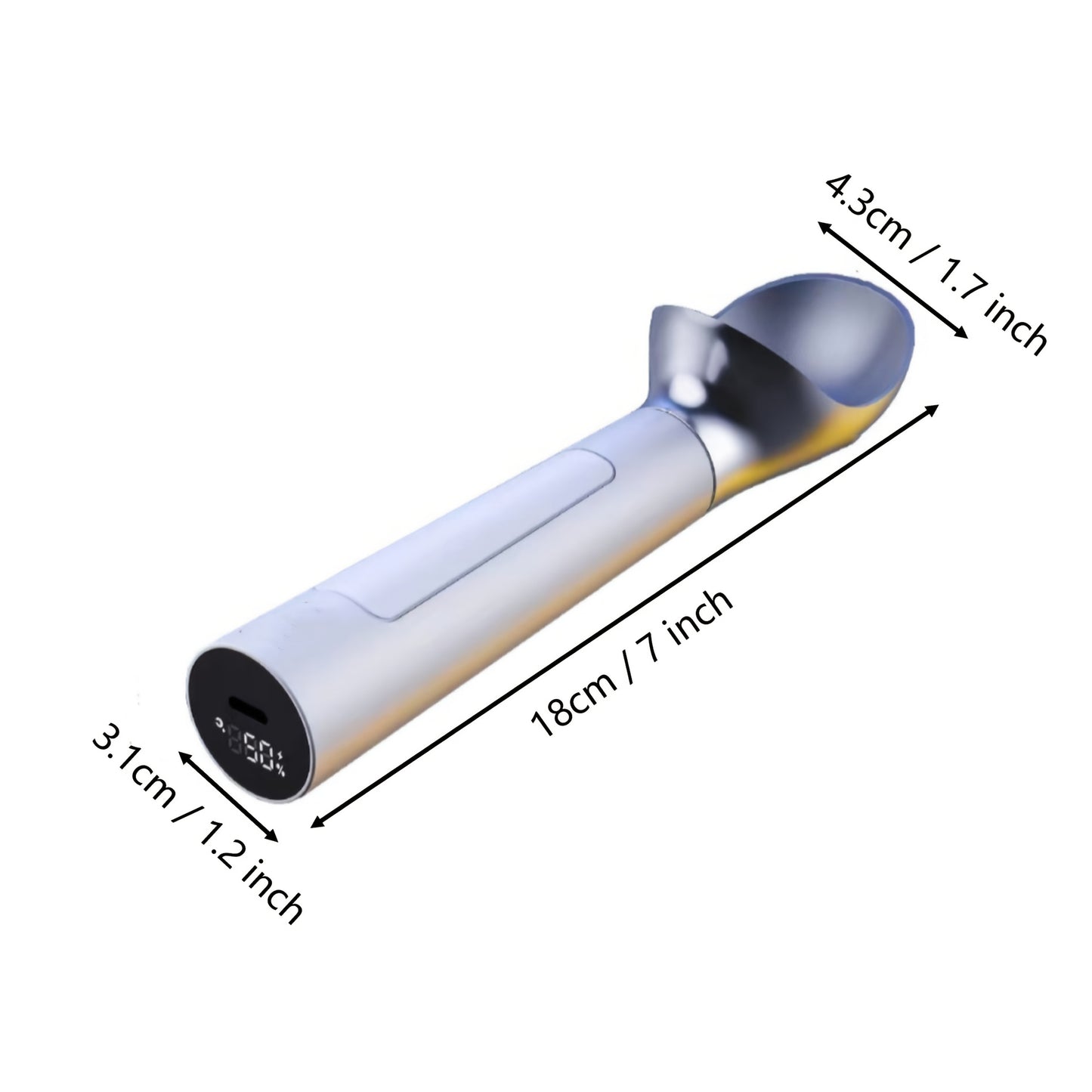 Rechargeable Electric Heated Ice Cream Scoop with LED Display for Hard Ice Cream