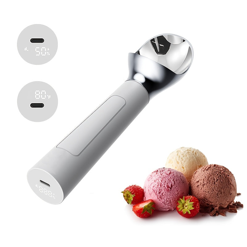 Rechargeable Electric Heated Ice Cream Scoop with LED Display for Hard Ice Cream