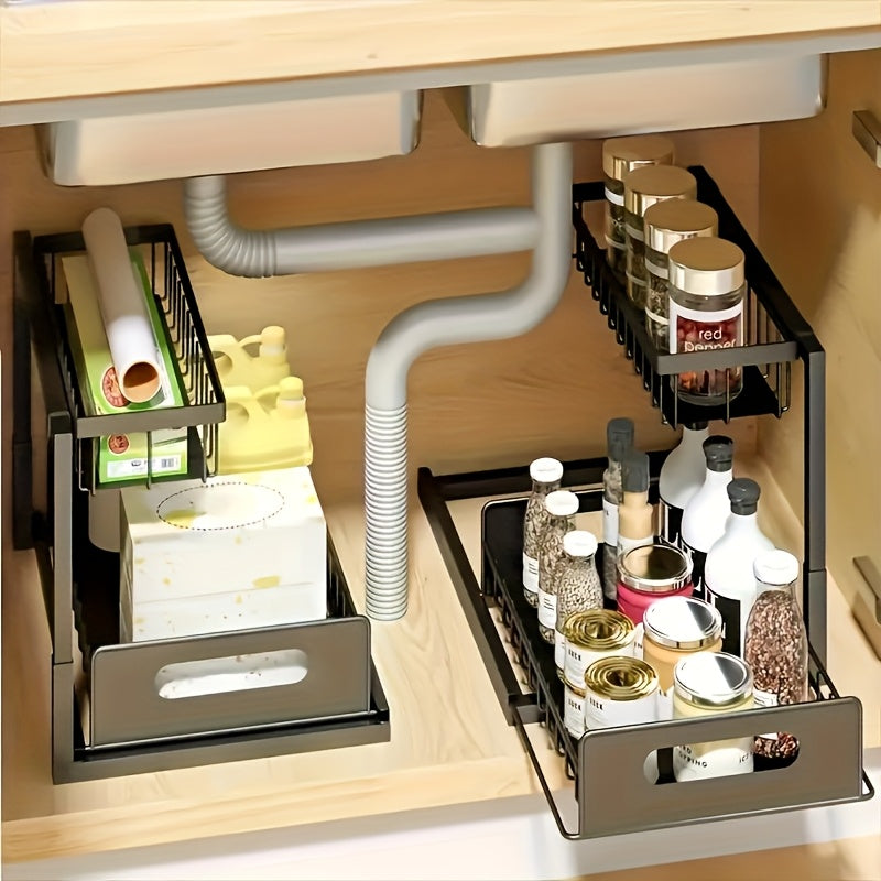 2-Tier Under Sink Pull-Out Organizer for Kitchen & Bathroom